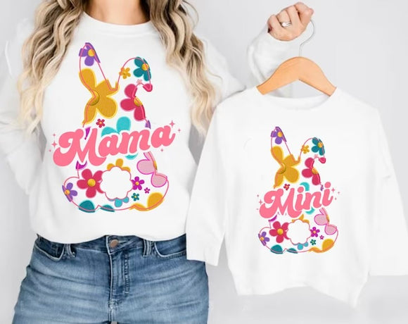 Mama And Mini Floral Easter Bunny Matching Sweaters