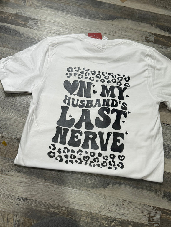On My Husbands Last Nerve cheetah Print Tshirt