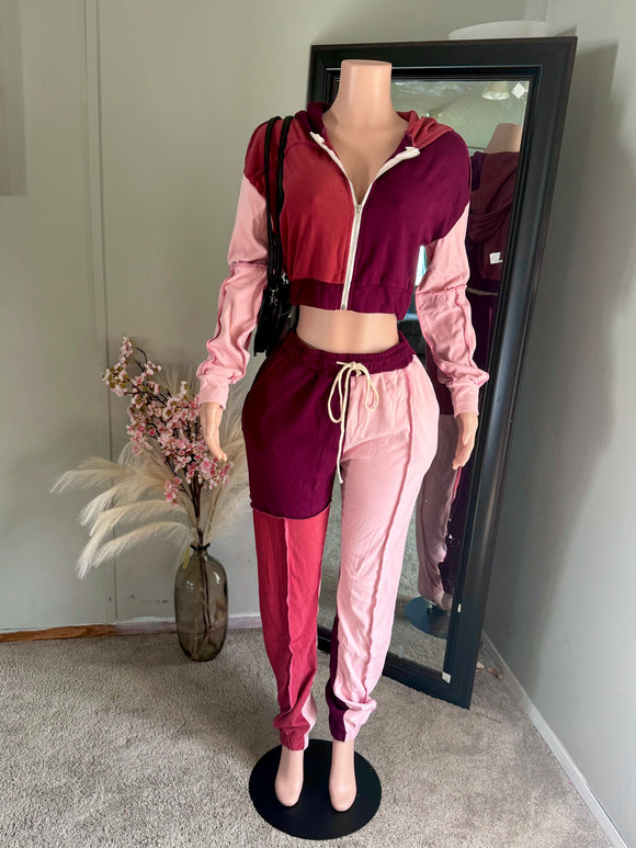 Trendy Patch Work Sweatsuit