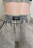 Acid Wash Ribbed Pant Set Long Sleeve