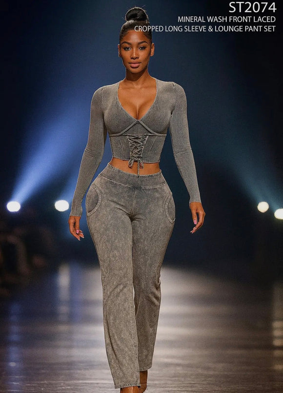 Acid Wash Grey Lounge Set