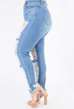 PLUS SIZE- High Waisted Distressed Skinny Jeans - SlayBasics 