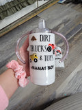Dirt Trucks & Toys- Kids Sippy Tumbler. - SlayBasics 