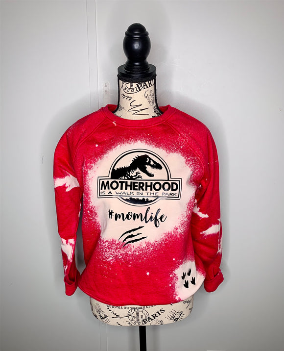 Mother Hood Is A Walk In The Park- Red Crew Neck - SlayBasics 