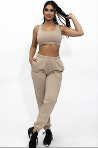 Tan Lounge Cropped Set - SlayBasics 