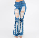 High Waisted Flared Distressed Jeans - SlayBasics 