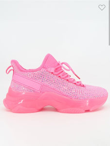 Pink Lux Rhinestone Sneakers - SlayBasics 