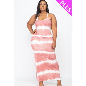Tie Dye Pink Maxi Dress- Plus Size - SlayBasics 
